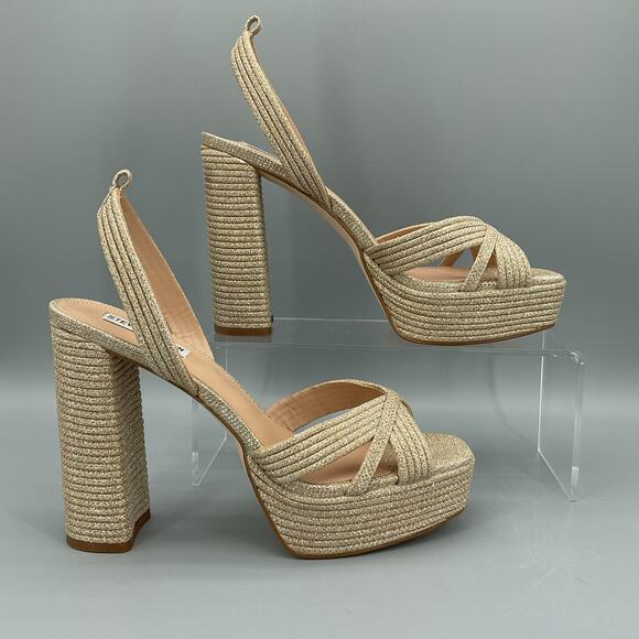 NEW Steve Madden Women’s Laurel Platform Sandals Gold Size 10 - Picture 1 of 10